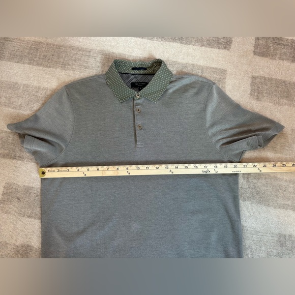 Ted Baker Mens Frend Short Sleeve Woven Collar Polo Green (Size 3=M) - Picture 7 of 7